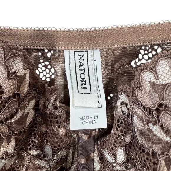 Natori Lace Teddy Bodysuit 34B New NWT Taupe Sheer Romantic Scalloped 90457 - Picture 5 of 7